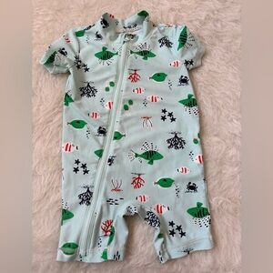 Carter's Mint One-Piece Swimsuit with Green & Red Fish Print